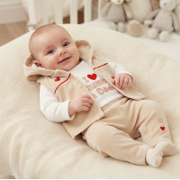 BW-13-444: Baby Velour 3 Piece Outfit - I Love Mummy & Daddy (NB-6 Months)